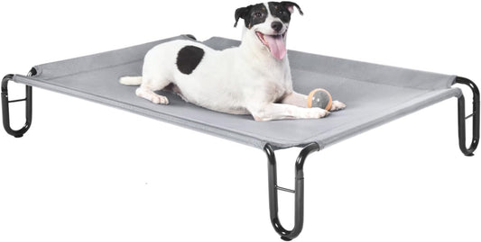 Pettycare Elevated Outdoor Dog Bed - Medium Dog Cot, Waterproof, Cooling, Non Slip, Up to 40 lbs, Grey