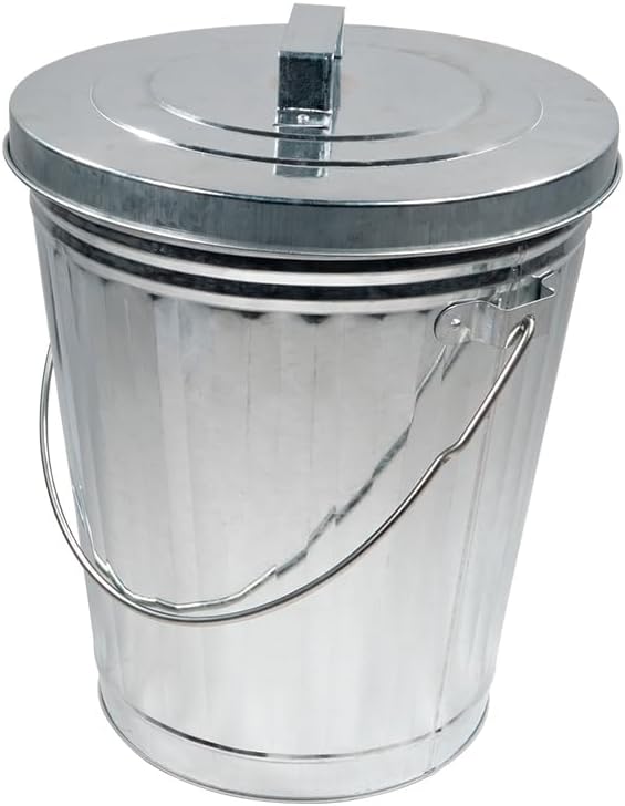 Mytee Products 2 Pack Galvanized Trash Can w/Lid Ideal for Trailers - 4 Gallon Steel Mounted Small Outdoor Garbage Can for Home, Office, Bathroom, Kitchen - Fire and Heat Resistant