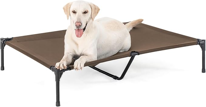 Garnpet XL Elevated Dog Bed for Large Dogs, Extra Raised Dog Cot Beds, Heavy Duty Pet Cots with Durable Supportive Teslin Recyclable Mesh, Indoor & Outdoor Pet Bed