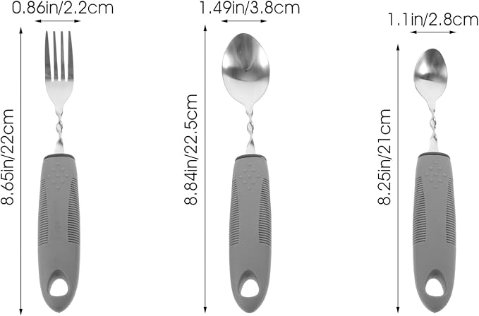 Healifty Adaptive Utensils Set for Elderly Non-Slip Eating Utensils for Weak Grip Lightweight Travel Tableware with 1 Fork and 2 Spoons Easy Clean Daily Use