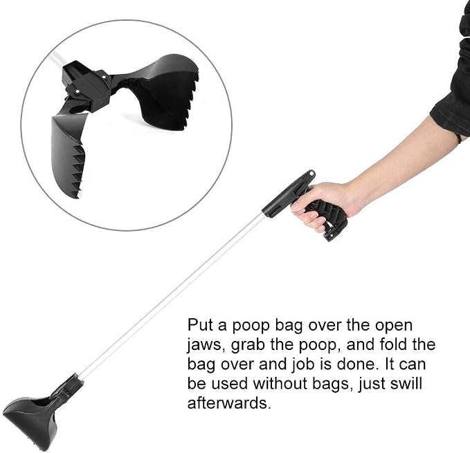 Pet Pooper Scooper Long Handle 28.7 Inch Dog Poop Picker Upper, No Bend Waste Pickup Tool for Dogs and Cats, Portable Pet Waste Grabber for Yard Lawn Outdoor Indoor Use