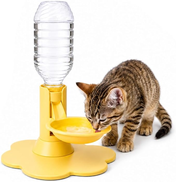 Automatic Pet Water Dispenser,Flow Self Refilling Cat & Dog Water Bowl | Portable Bottle Outdoor Jug, 3 Gallon No Spill, Washing Station for Pets, Feeder, Fountain, Storage(Yellow,No Bottle)