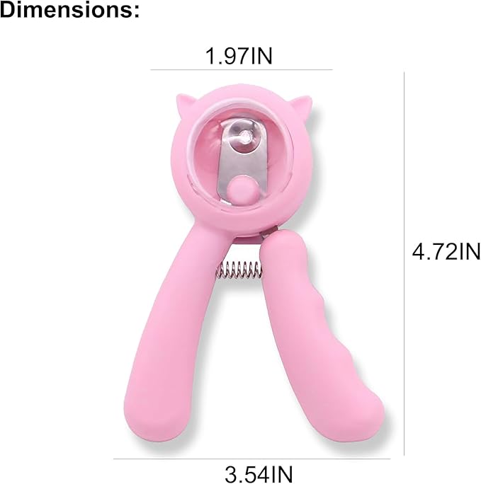 Anti-Splash Pet Nail Clippers and Trimmer Set Professional Stainless Steel Dog & Cat Nail Clippers with Safety Guard, Nail File, and Non-Slip Handle for Safe, Painless Grooming at Home, Pink