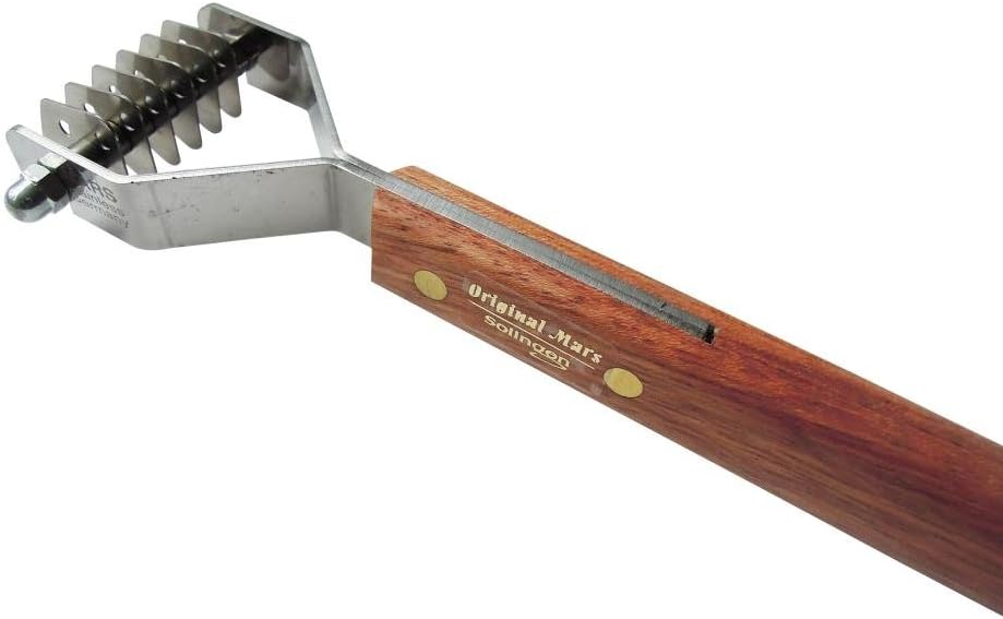 Mars Coat King Dematting Undercoat Grooming Rake Stripper Tool for Dogs and Cats, Stainless Steel with Wooden Handle for Thick Coats, 6-Blade Stripper for Groomers, Pet Owners