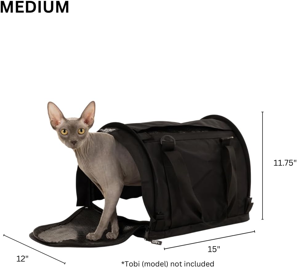 SturdiBag Pro 2.0 Pet Travel Carrier with Flexible Height for Cats and Dogs | Soft Sided Pet Carrier Bag with Safety Clips and Seatbelt Straps for Airplane or Car Travel | Medium, Purple