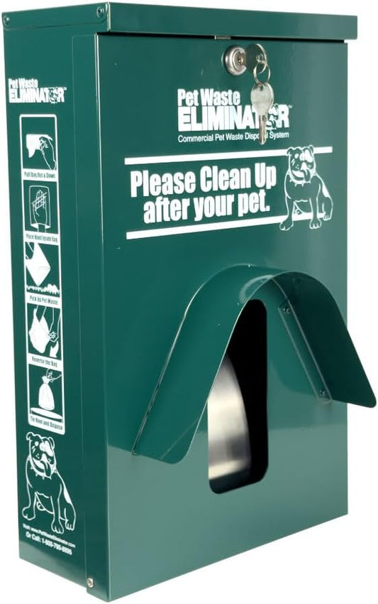 Dog Waste Station Dispenser Box, Fits Header Poop Bags, Made of Rust-Proof Aluminum, Pet Waste Bag Dispenser with Lock and Rainguard (No bags included) (Green)