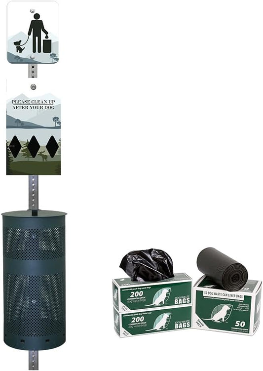 Zero Waste USA - Aluminum Dog Waste Station - Mountain Landscape | Green | DISPENSE-ART™ UV-printed aluminum station, 25% larger bag storage, rust-proof commercial design for parks & properties