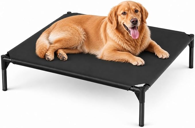 Elevated Dog Cot Bed,Cooling Raised Pet Bed with Washable Breathable Mesh Sturdy Metal Frame,Portable Raised Dog Bed with Anti-Slip Feet for Indoor Outdoor Backyard Use (47" X 27" X 7")