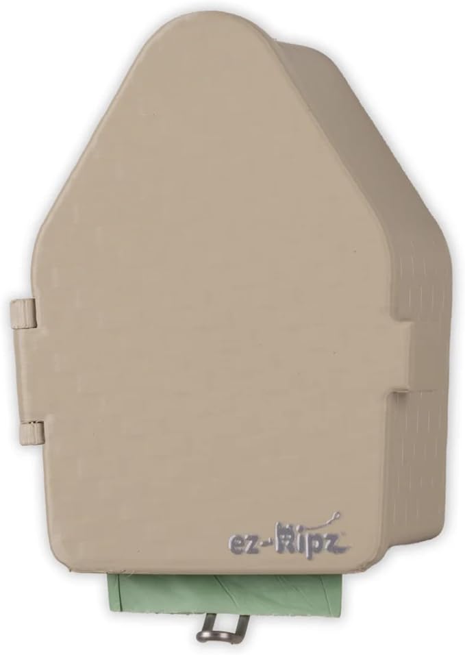 Indoor/Outdoor Dog Poop Bag Dispenser Wall Mount (Khaki), Includes 3 Sample Rolls of Waste Bags, Easy Setup Dog Poop Station