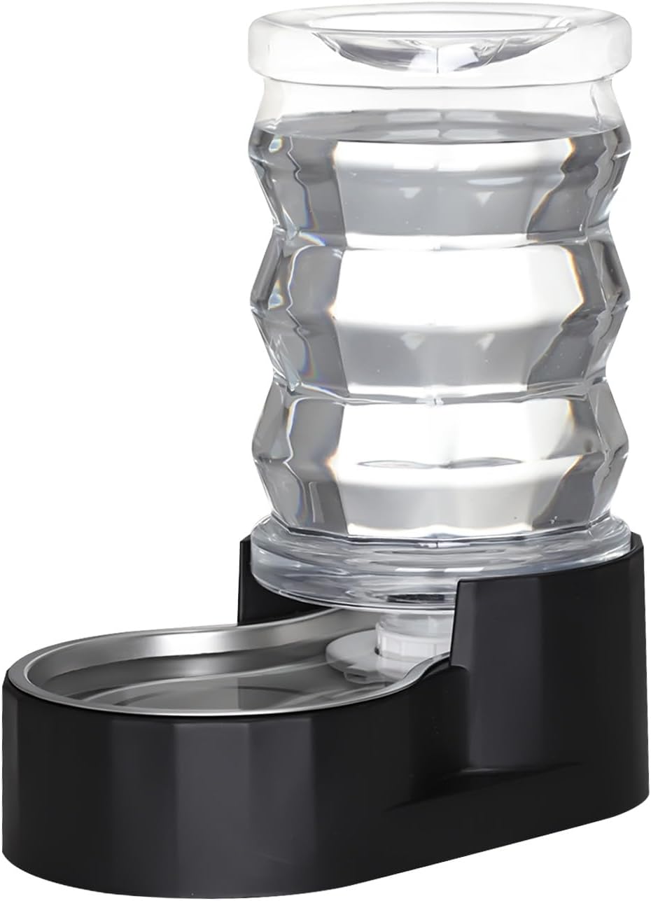 Sfozstra Dog Water Bowl Dispenser: 6L Lagre Stainless Steel - BPA-Free - Automatic Black Gravity Pet Water Dispenser for Busy Owners