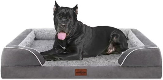 Comfort Expression XXL Orthopedic Dog Bed for Extra Large Dogs, Waterproof Orthopedic Foam Dog Beds, Washable Dogs Sofa Beds with Removable Cover & Non-Slip Bottom(XX-Large,Grey)