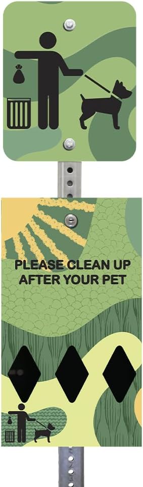 Zero Waste USA - DISPENSE-ART™ Mini Dog Waste Station - Green Land | UV-printed aluminum bag station with 400 bags, 25% larger dispenser, installs beside existing trash cans, 10-year warranty