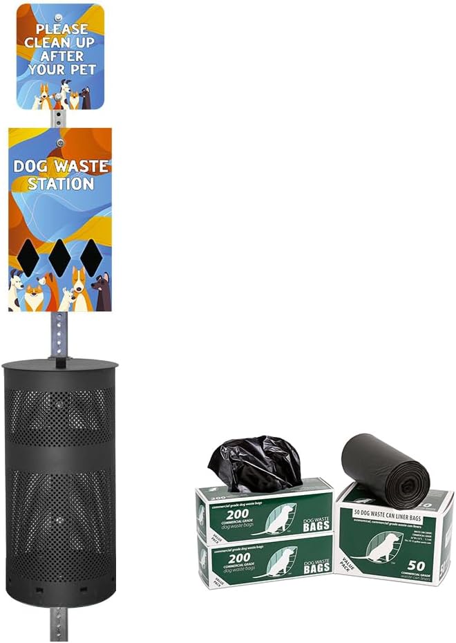 Zero Waste USA - Aluminum Dog Waste Station - Abstract Dogs | Matte Black | DISPENSE-ART™ UV-printed aluminum station, 25% larger bag storage, rust-proof commercial design for parks & properties