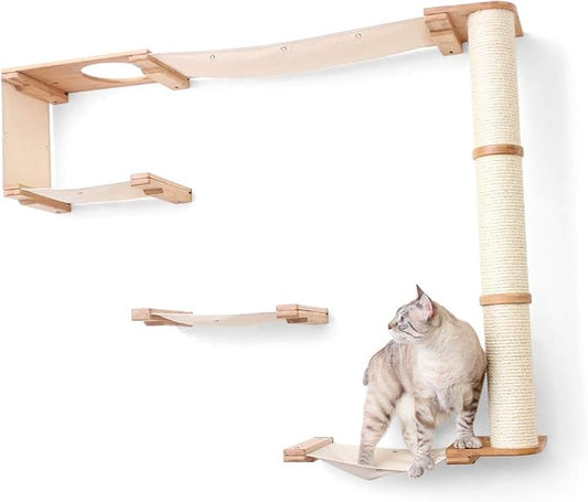 CatastrophiCreations Climb - Multiple-Level Cat Hammock & Climbing Activity Center, 36 x 56 x 12 Inches, Natural Bamboo/Natural Canvas (Pack of 1)