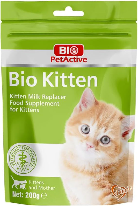 Bio Pet Active Kitten Milk Replacer - Easy-to-Digest Milk Powder with Vitamins, Minerals and Taurine for Kittens and Mothers, 7.05 oz