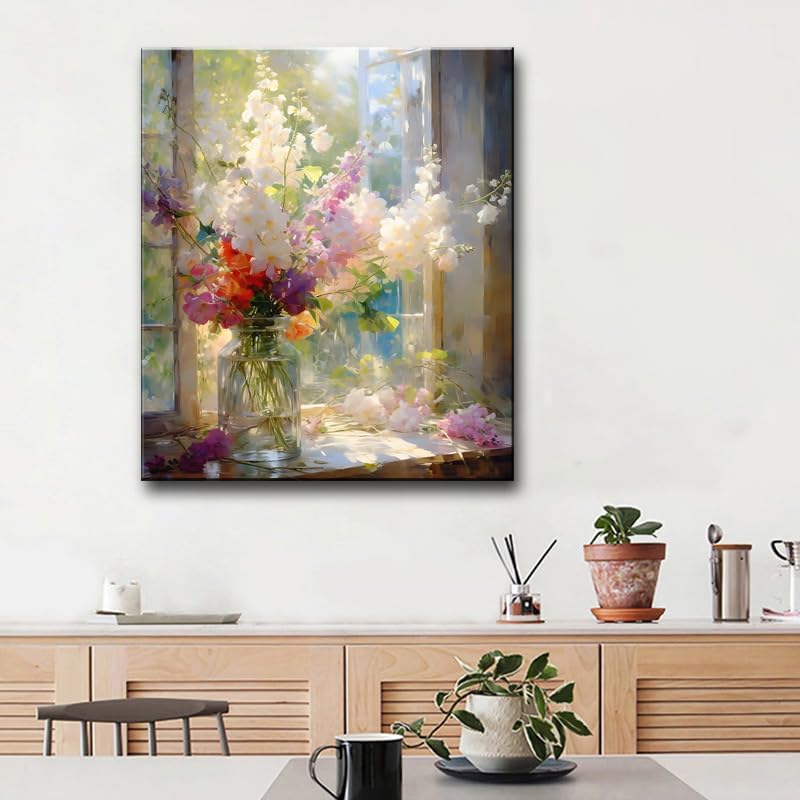 weiyiart Colorful Floral Bathroom Wall Art, Watercolor Flower Canvas Wall Decor, Farmhouse Nature Aesthetic Botanical picture Print Modern Printing Artwork for Office Living Room Girls Bedroom 16X24
