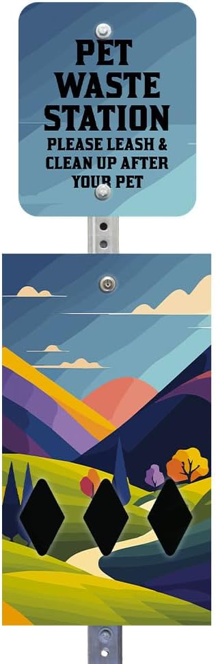 Zero Waste USA - DISPENSE-ART™ Mini Dog Waste Station - Countryside | UV-printed aluminum bag station with 400 bags, 25% larger dispenser, installs beside existing trash cans, 10-year warranty