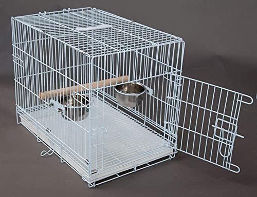 Pet Products Metal Portable Travel Vet Bird Parrot Carrier Cage Prevent Beaks Out White, 19-Inch by 12-Inch by 16-Inch