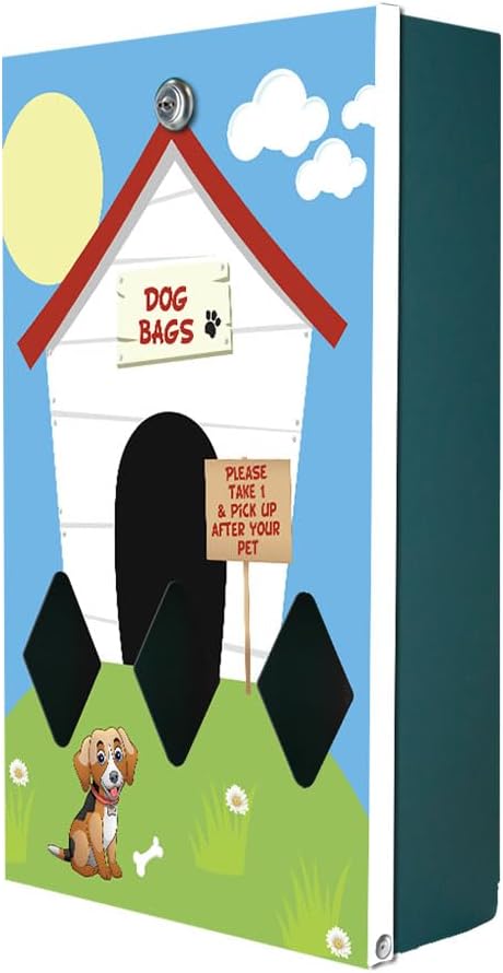 Zero Waste USA - DISPENSE-ART™ Roll Bag Dispenser & Sign - Dog House | UV-printed roll bag dispenser & matching sign, 400 bags, 25% more storage, mounts to walls, posts & fences