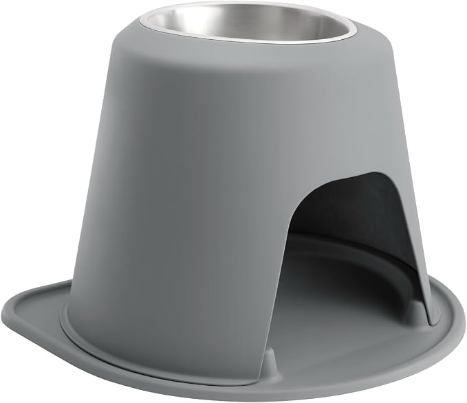 WeatherTech Single High Pet Feeding System - Raised Dog/Cat Bowl - 14" High Stand Dark Grey (SH9614DGDG)