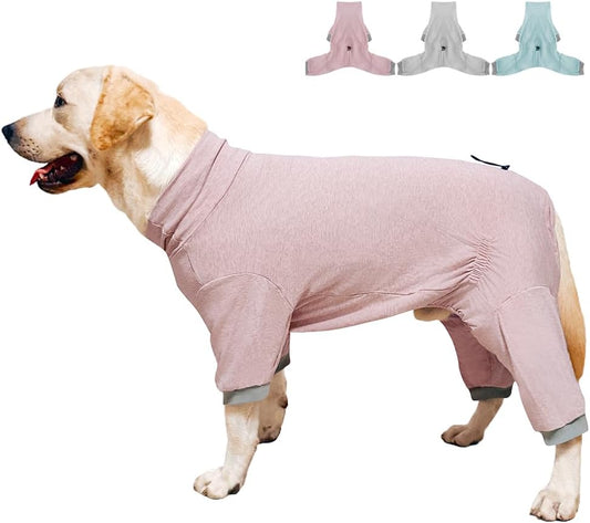Dog Pyjamas PJS Sweater Clothes and Home Clothing Suitable for Small to Medium Breeds of Dogs, Dog Neutering Suits, Extra-Large Stretch Fabric, Four-Legged Clothes(Thin Pink, XL)