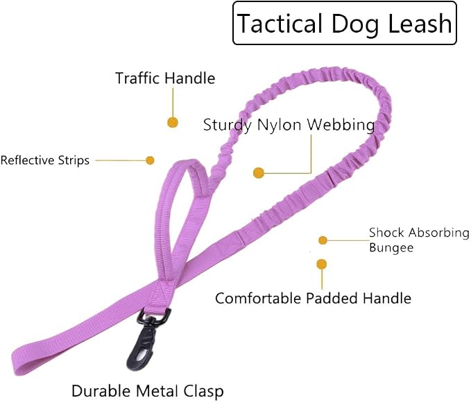 Tactical Dog Collar and Leash Set for Large Dogs with Control Handle,Purple | 1000D Heavy-Duty Nylon Fabric,Quick-Release Metal Buckle,Adjustable Fit,Soft-Padded Webbing,D-Ring,for Training & Hiking,XL