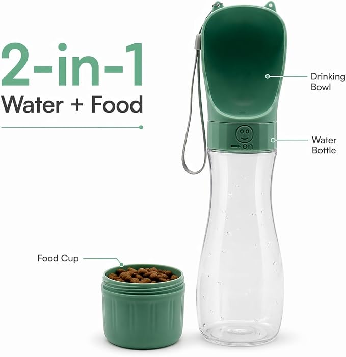 Portable Dog Water Bottle, Leak Proof Pet Water Dispenser for Walking, Travel, Hiking and Outdoor Use, 350ml