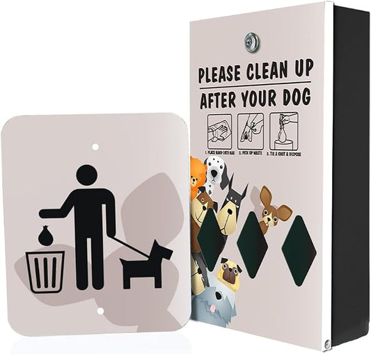 Zero Waste USA - DISPENSE-ART™ Roll Bag Dispenser & Sign - Peek a Pup | UV-printed roll bag dispenser & matching sign, 400 bags, 25% more storage, mounts to walls, posts & fences