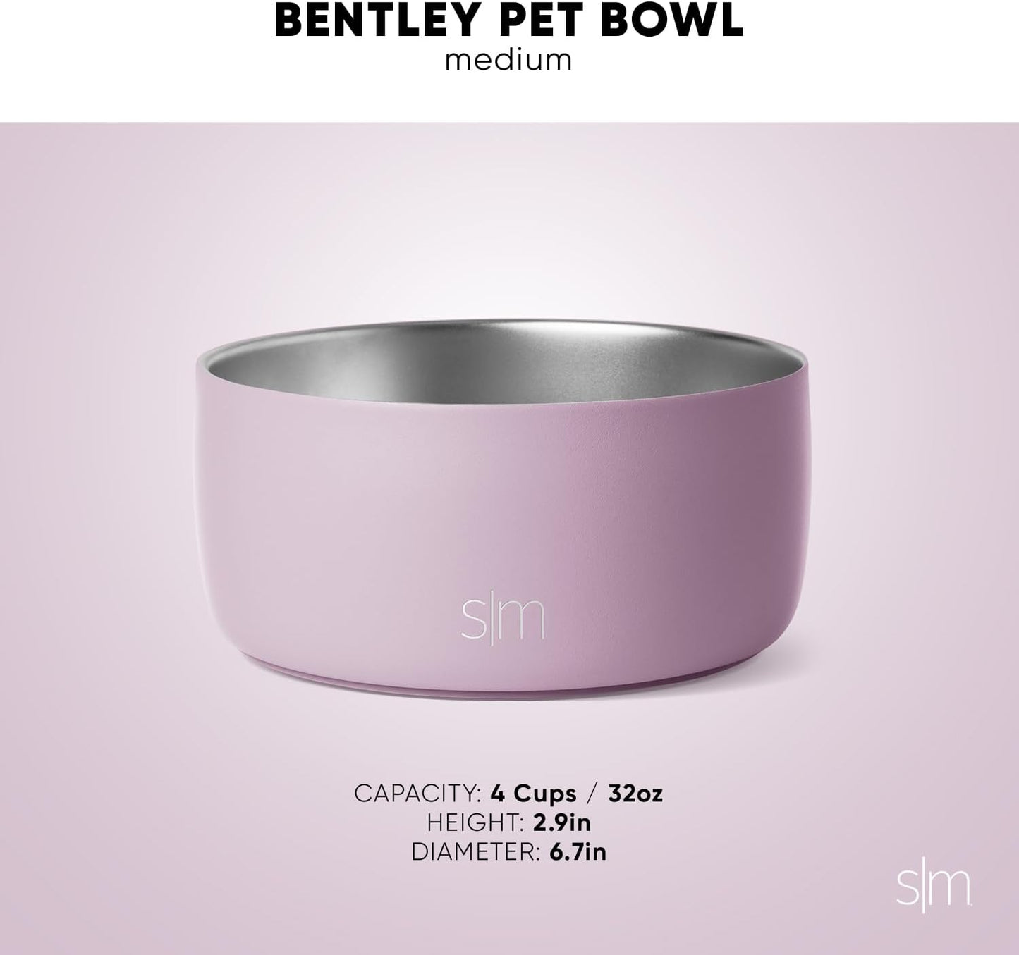Simple Modern Stainless Steel Pet Water Bowl for Dogs & Cats | Reusable Insulated Stainless Steel Food Bowls for Dog Cat | No Tip No Slip BPA Free | Bentley Collection | Medium (32oz) | Riptide