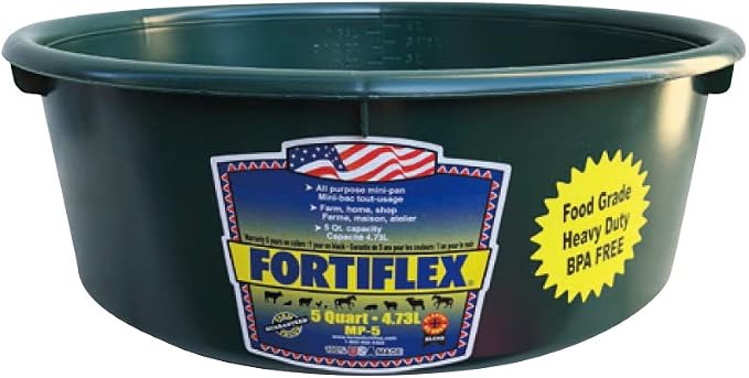 Fortiflex Mini Feed Pan for Dogs and Horses, 5-Quart, Hunter Green