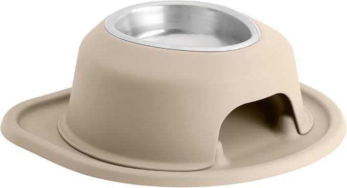 WeatherTech Single High Pet Feeding System - Raised Dog/Cat Bowl - 4" High Stand Tan (SH1604TNTN)