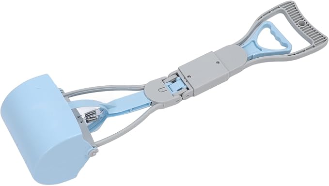 Focket Pooper Scooper for Dogs, Foldable Handle Large Opening Heavy Duty Pooper Scooper, Thickened Material Poop Scoop with Easy Grass Gravel Pick Up for Small and Large Dogs (Blue)