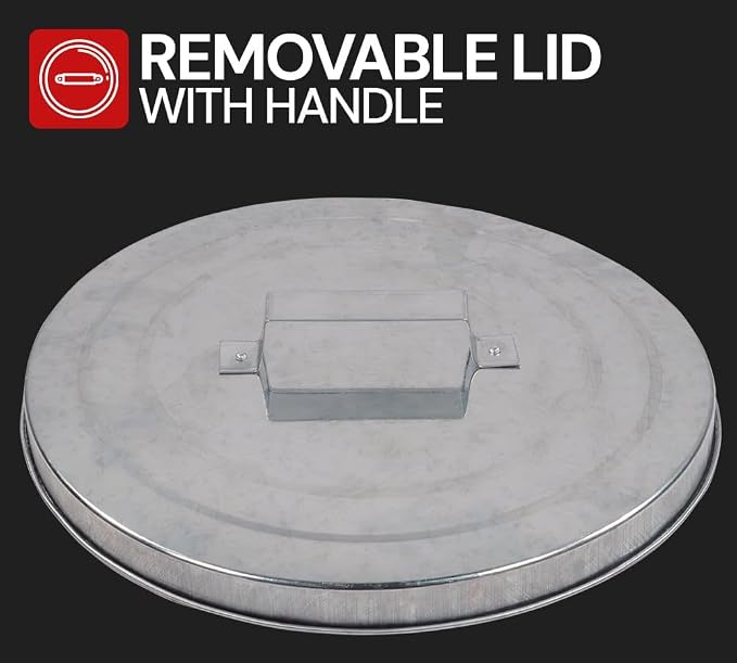 Mytee Products 4 Pack Galvanized Trash Can with Lid Ideal for Trailers - 10 Gallon Steel Mounted Small Outdoor Garbage Can for Home, Office, Bathroom, Kitchen - Fire and Heat Resistant
