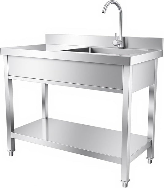 304 Utility Sink, Stainless Work Prep Table, Slop Tub for Garden, Chef