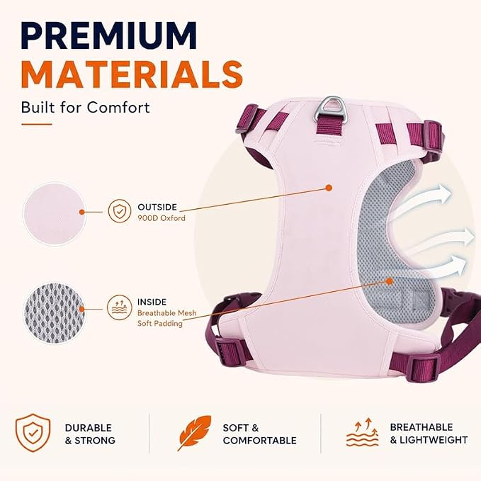 Dog Harness and Leash Set with Collar, No Pull Reflective Pet Vest Harness with Control Handle for Medium Large Dogs Walking and Training
