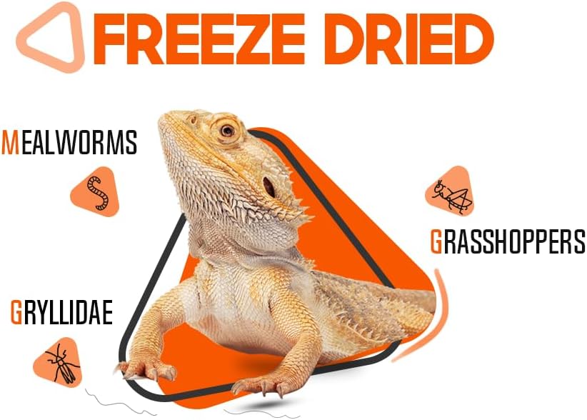 Medley Treat Bearded Dragon Food - Freeze Dried Mealworms, Grasshoppers, Crickets, Quality Tested, Vitamin & Calcium Enriched, Essential Proteins, Fats & Minerals - For Bearded Dragons, Reptiles 2.5oz