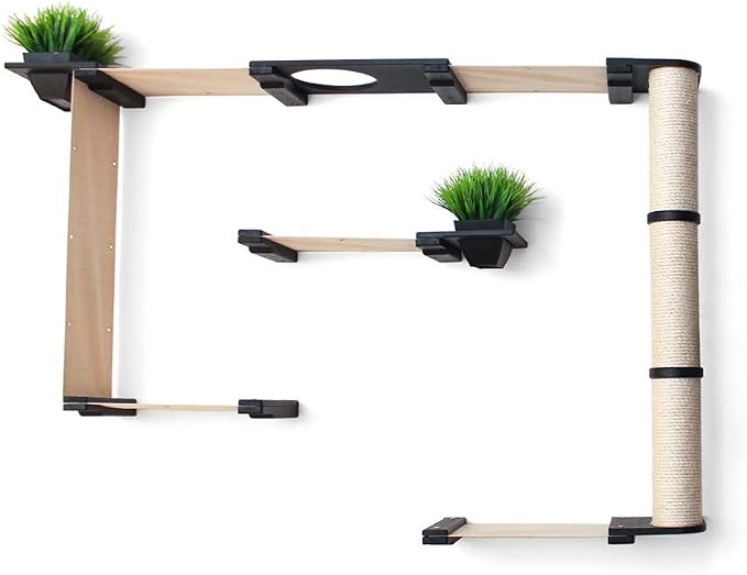 CatastrophiCreations Mini Garden- Multiple-Level Cat Hammock & Climbing Activity Center Wall-Mounted Cat Tree Shelves, Onyx/Charcoal