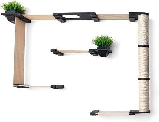 CatastrophiCreations Mini Garden- Multiple-Level Cat Hammock & Climbing Activity Center Wall-Mounted Cat Tree Shelves, Onyx/Charcoal