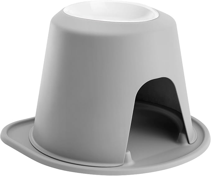 WeatherTech Single High Pet Feeding System w/Plastic Dog/Cat Bowls - 12" High Stand Light Grey (PSH6412LGLG)