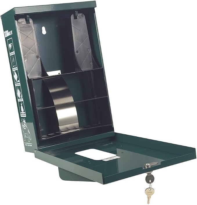 Dog Waste Station Dispenser Box, Fits Any Dog Poop Bag, Made of Rust-Proof Aluminum, Pet Waste Bag Dispenser with Lock and Rainguard, For Commercial Use, Parks, Condos & HOA (No bags included) (Green)