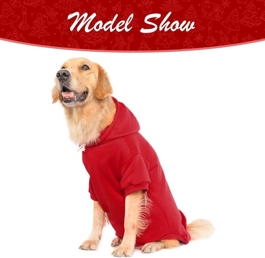 KOOLTAIL Basic Dog Hoodie - Soft and Warm Dog Hoodie Sweater with Leash Hole and Pocket, Dog Winter Coat, Cold Weather Clothes Sweatshirt for Small Medium Large Dogs Puppy Cat Boys Girls Red XXL