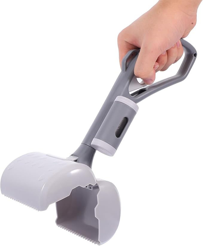 Beaupretty Heavy Duty Portable Dog Pooper Scooper with Handle, Gray Plastic Dog Poop Scoop for Yard and Outdoor Pet Waste Pickup