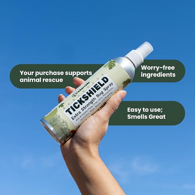 Cedarcide Original & Tickshield Family Pack | Natural Cedar & Lemongrass Oil Bug Spray | Eco-Friendly, Family-Safe Flea & Tick Repellent | Pack of 4, 1oz Spritzers