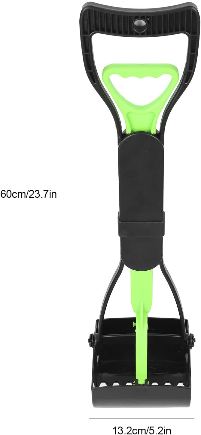 Pet Pooper Scooper, 23.7 Heavy Duty Dog Pooper Scooper, Long Handle Poop Picker Upper, Portable Pet Waste Grabber for Yard, Grass, Dirt, Double Spring, Dog Supplies (Green+Black)