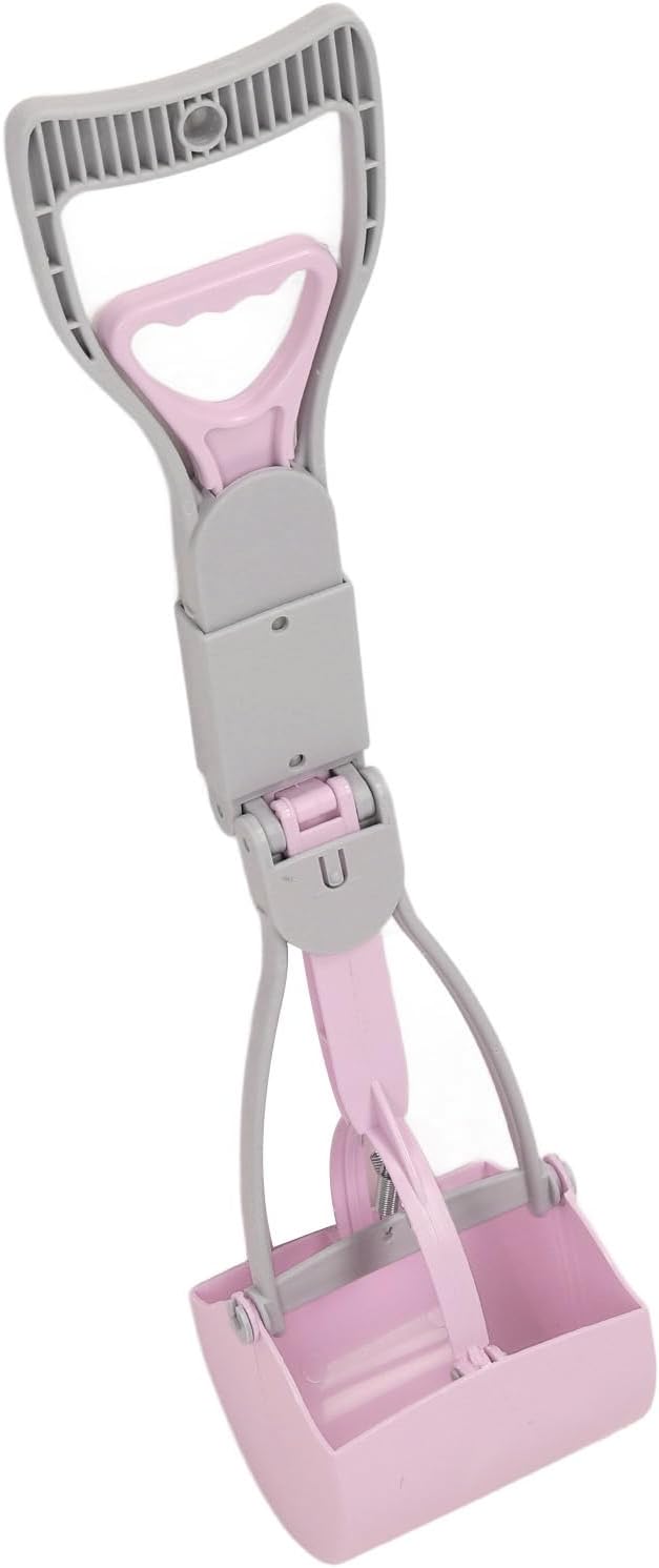 Focket Dog Poop Scooper, Foldable Handle Large Opening Heavy Duty, Pooper Scooper for Large Dogs with Serrated Grip for Easy Grass Gravel Pickup (Purple)