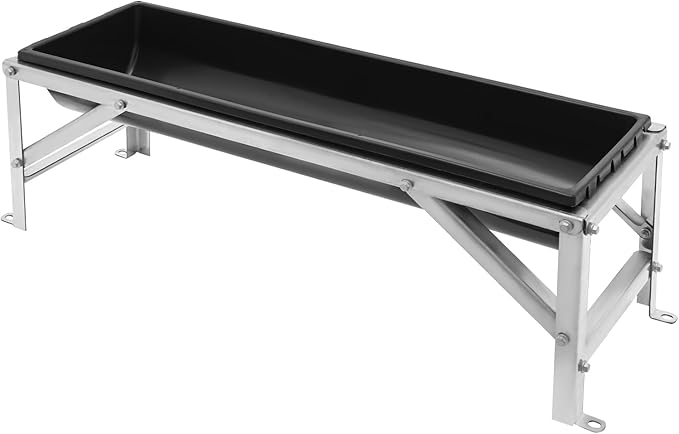 39.4" Long Feed Trough, 35L/9.25Gal Livestock Feeder Trough, Heavy Duty Galvanized Sheet Feeder Trough Animal Feed/Water Station for Goats Sheep Pigs Horses (Black)