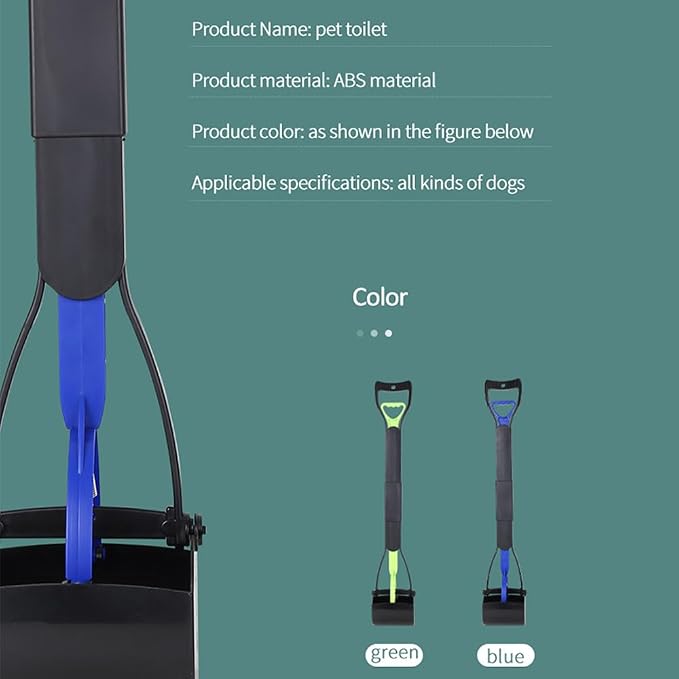32" Foldable Long Handle Dog Pooper Scooper, No Bending Waste Pick Up Tool | Pet Waste Scoop for Back Pain Sufferers, Multi-Use Litter Picker for Yard Street Grass Outdoor Cleanup (Blue)