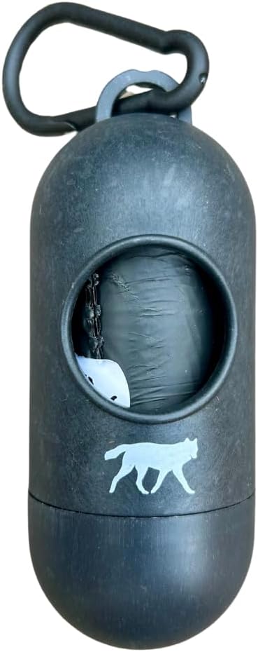 ROMNG Compostable Dog Poop Bags with Balck Dispenser, Plant-Based, TUV Certified, Unscented, Leak-Proof, 7 Rolls, 105 Bags, Black