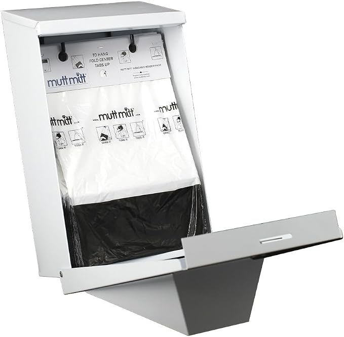 Mutt Mitt® Rustproof Commercial Grade Aluminum Low Profile Dog Waste Station with 400 Dog Waste Bags (No Sign) (White/Black - 2-Ply Bags)