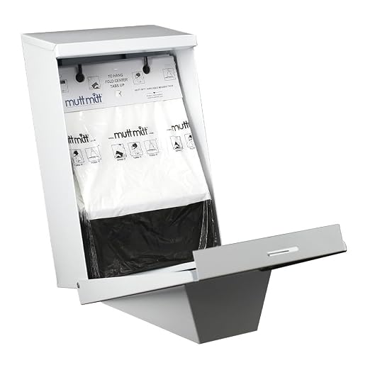 Mutt Mitt® Aluminum Dog Waste Station - Gloss White/Black | 2-Ply | Complete aluminum station with 400 header bags, 25 liners, 12-gal can, locking dispenser, post & hardware included